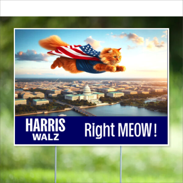 Majestic Orange Flying Cat - Harris Walz - Yard Sign - 24" x 18" Thumbnail